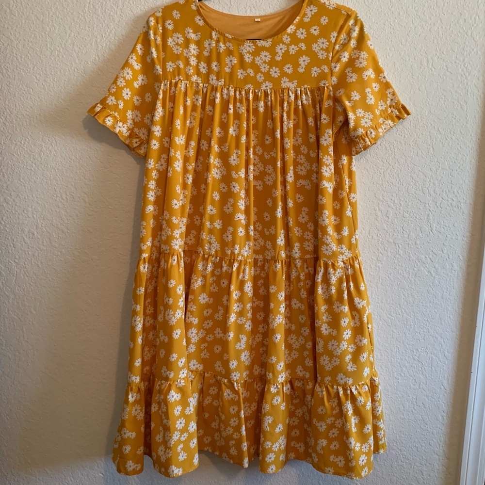 Shein Yellow Floral Dress